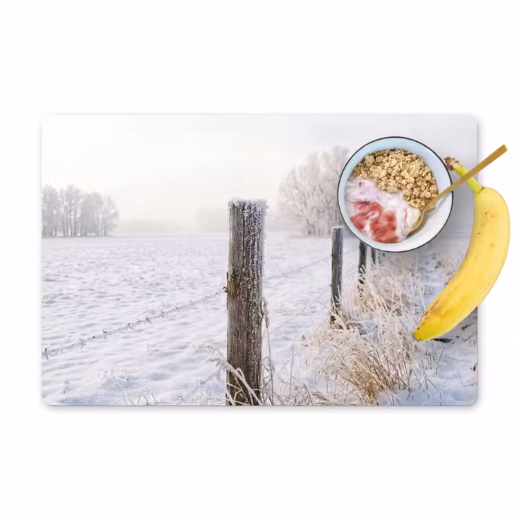Hek - Sneeuw - Mist - Platteland - Nostalgisch Placemat vinyl groot -zzzproduct_Kitchenyeah-website