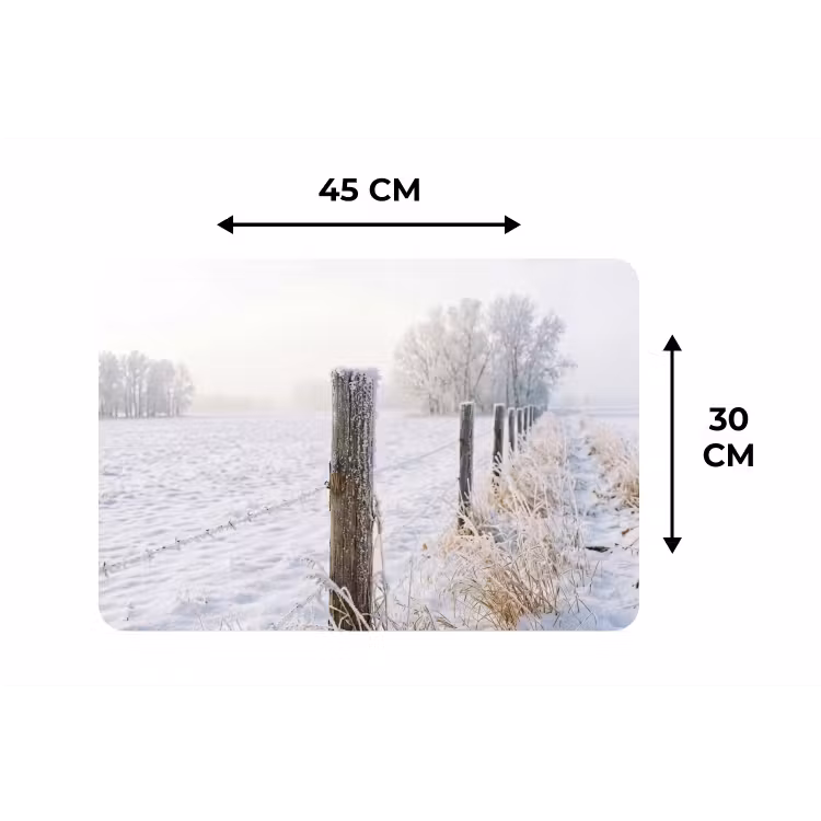 Hek - Sneeuw - Mist - Platteland - Nostalgisch Placemat vinyl groot -specs
