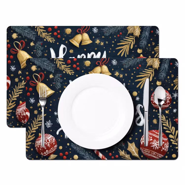 Feestelijk - Kerstgroet - Kleurrijk Placemat vinyl groot -zzsfeer2_Kitchenyeah-website