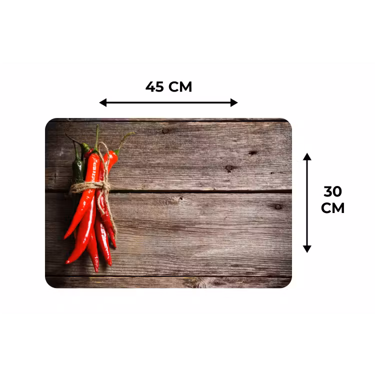 Vurige Chili Knopen Placemat vinyl groot -specs