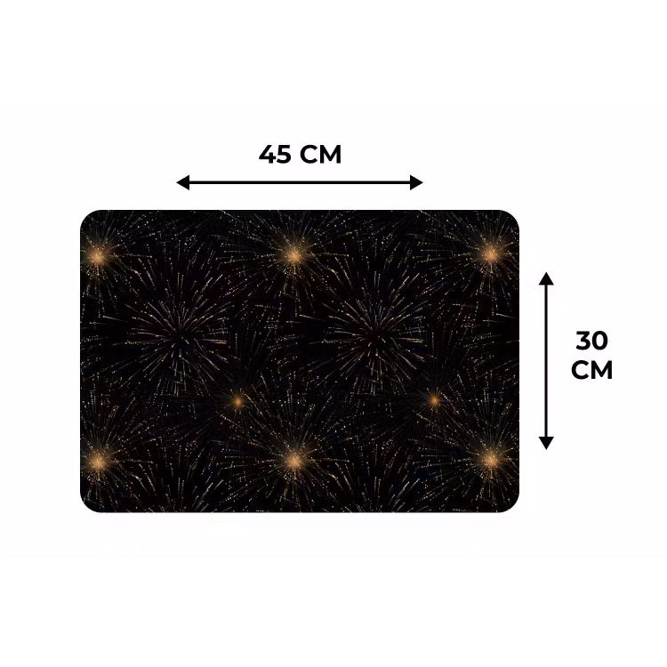 Vuurwerk - Patroon - Feestelijk - Goud - Zwart Placemat vinyl groot 368 -specs