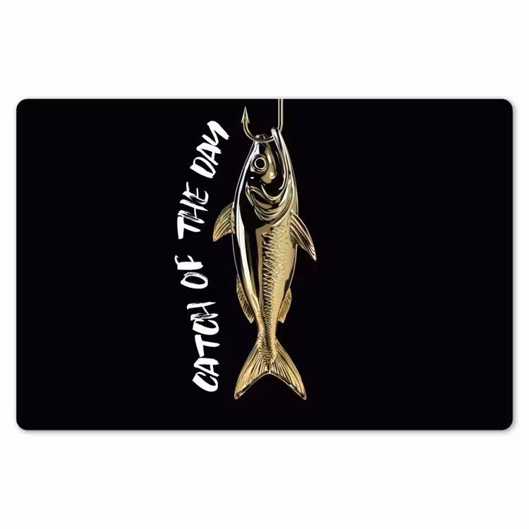 Vis - Zwart - Goud - Tekst Placemat vinyl groot -zzsfeer1_Kitchenyeah-website