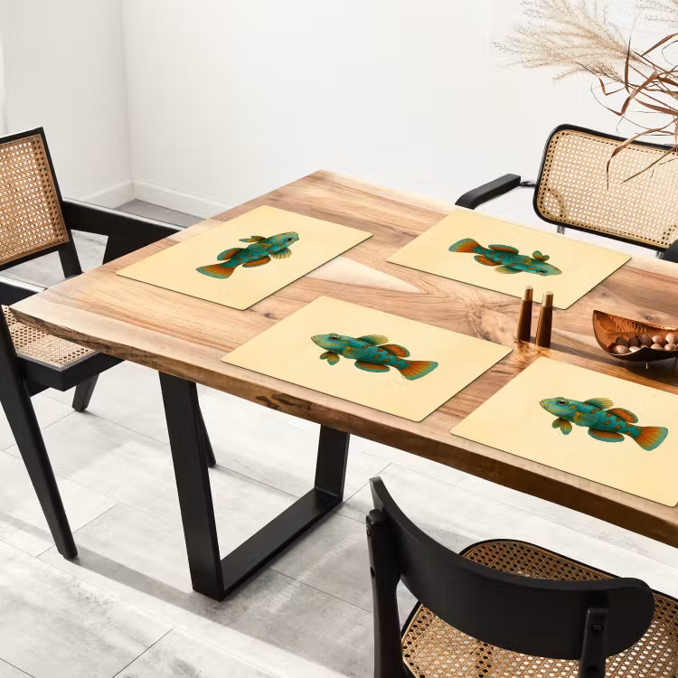 Vis - Blauw - Stippen - Schubben Placemat vinyl groot -zzsfeer4_Kitchenyeah-website