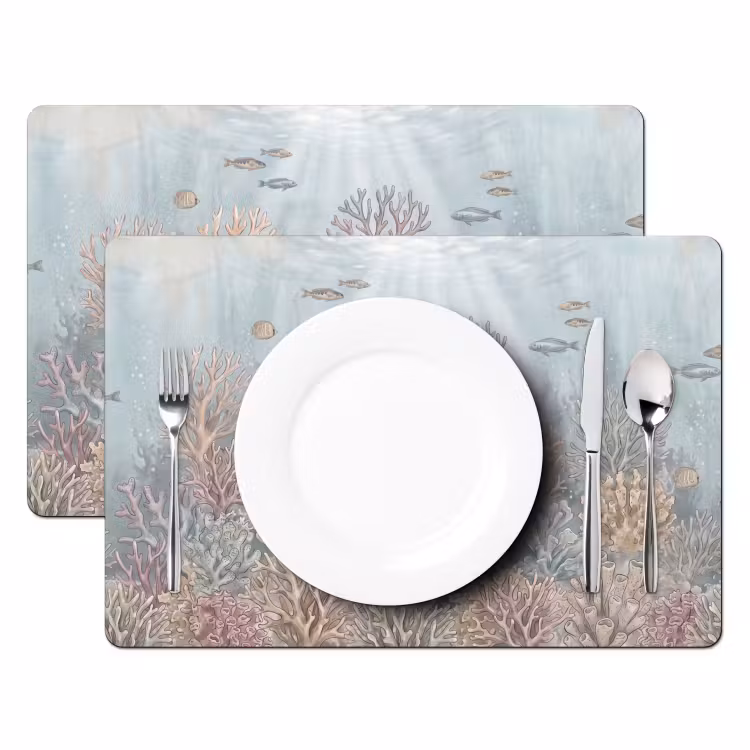 Vis - Koraal - Oceaan - Illustratie - Onderwater Placemat vinyl groot -zzsfeer2_Kitchenyeah-website
