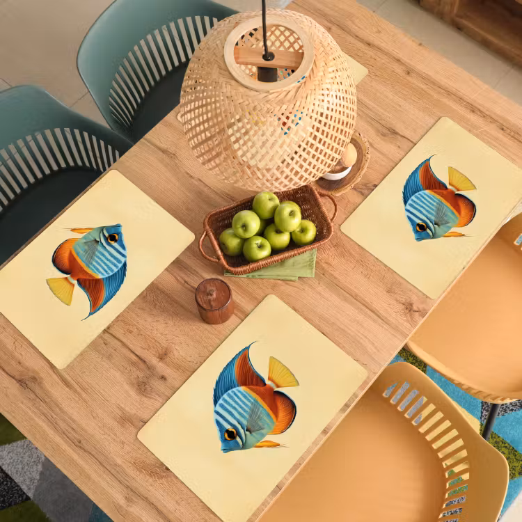Vis - Vinnen - Blauw - Ogen Placemat vinyl groot -zzsfeer5_Kitchenyeah-website