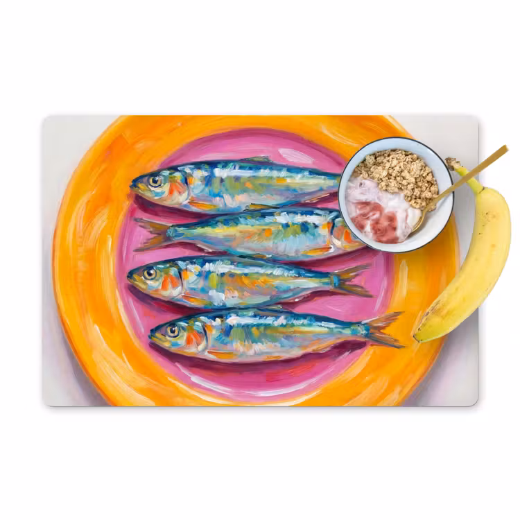 Vis - Vier - Eten - Modern - Kleurrijk Placemat vinyl groot -zzzproduct_Kitchenyeah-website
