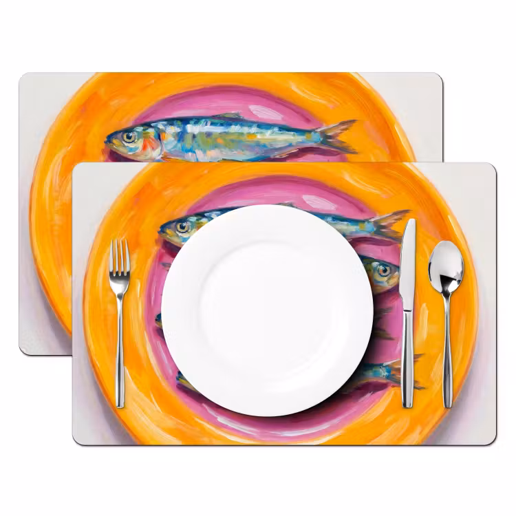 Vis - Vier - Eten - Modern - Kleurrijk Placemat vinyl groot -zzsfeer2_Kitchenyeah-website