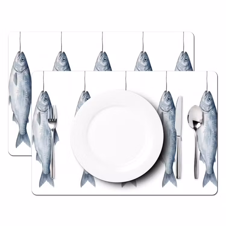 Vissen - Illustratie - Delfts - Blauw Placemat vinyl groot -zzsfeer2_Kitchenyeah-website