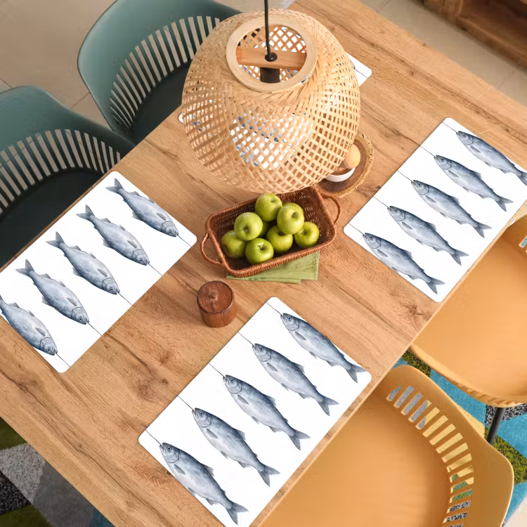 Vissen - Illustratie - Delfts - Blauw Placemat vinyl groot -zzsfeer5_Kitchenyeah-website