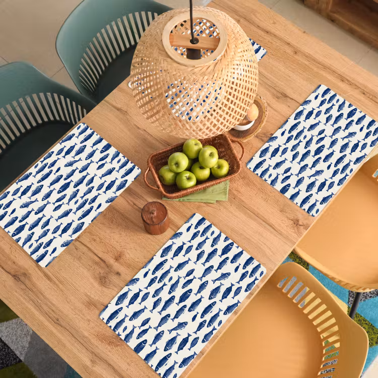Vissen - Patroon - Blauw - Wit Placemat vinyl groot 368 -zzsfeer5_Kitchenyeah-website