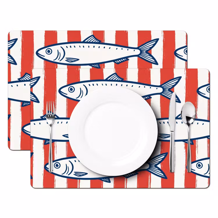 Vis - Patroon - Strepen - Illustratie - Rood Placemat vinyl groot -zzsfeer2_Kitchenyeah-website