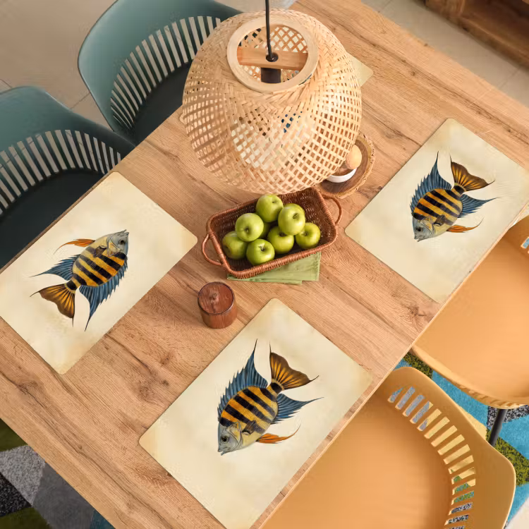 Vis - Tropisch - Strepen - Vinnen Placemat vinyl groot -zzsfeer5_Kitchenyeah-website