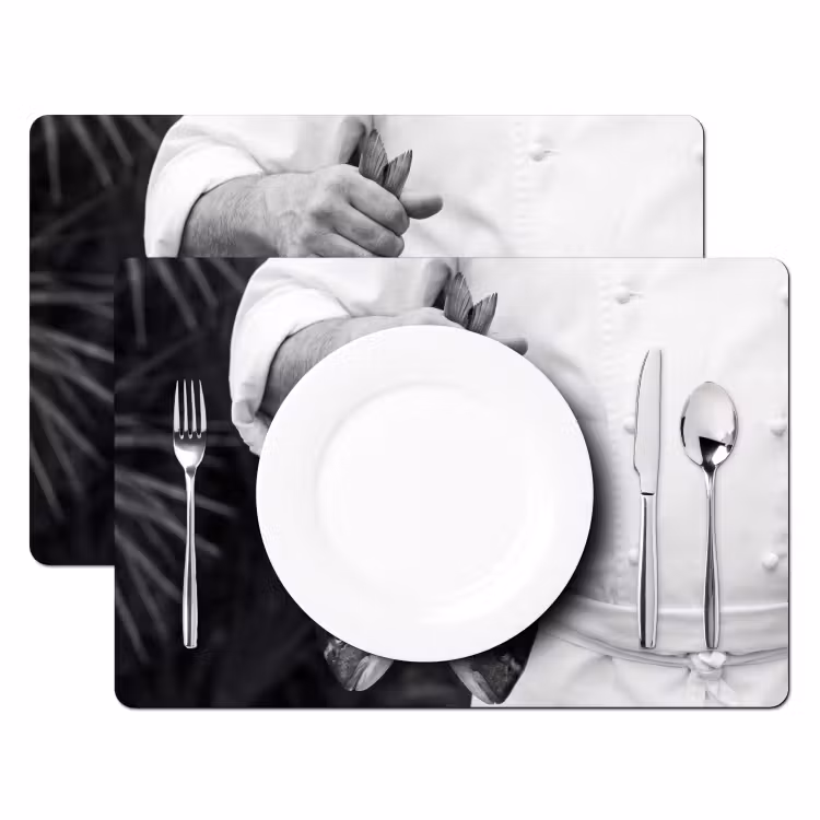 Vissen - Chef - Zwart - Wit Placemat vinyl groot -zzsfeer2_Kitchenyeah-website