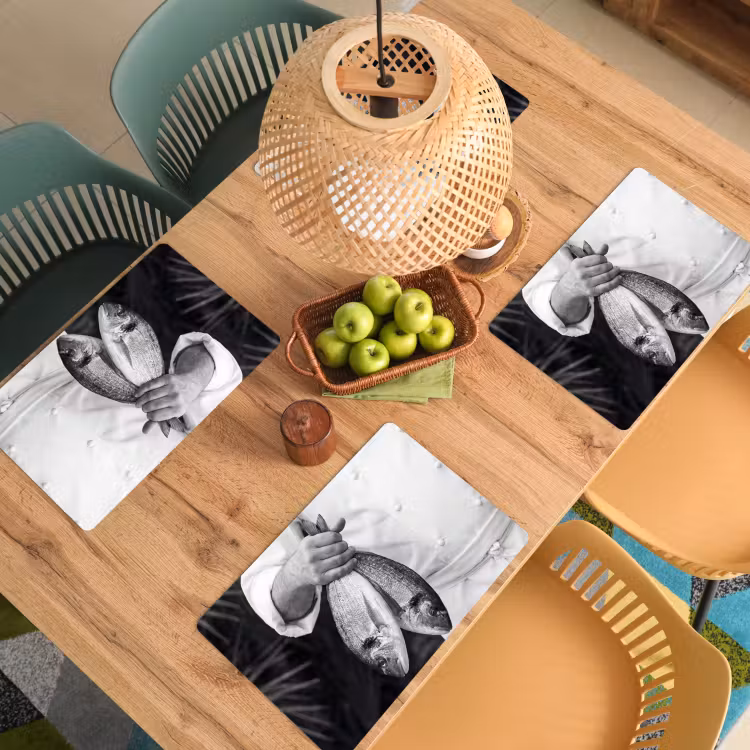 Vissen - Chef - Zwart - Wit Placemat vinyl groot -zzsfeer5_Kitchenyeah-website