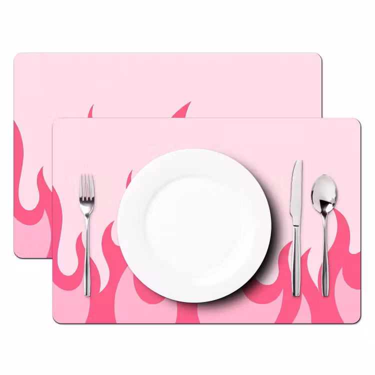 Vlammen - Patroon - Abstract - Modern - Roze Placemat vinyl groot -zzsfeer2_Kitchenyeah-website