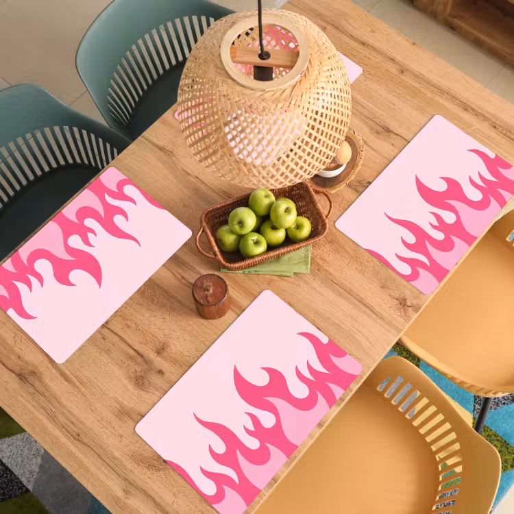 Vlammen - Patroon - Abstract - Modern - Roze Placemat vinyl groot -zzsfeer5_Kitchenyeah-website