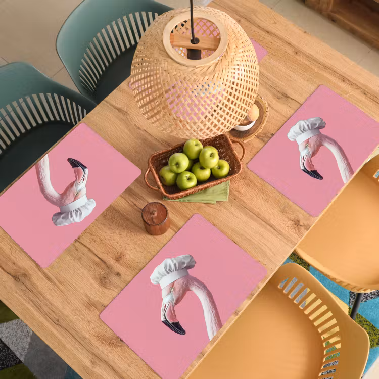 Flamingo - Roze - Koksmuts - Vogel Placemat vinyl groot -zzsfeer5_Kitchenyeah-website