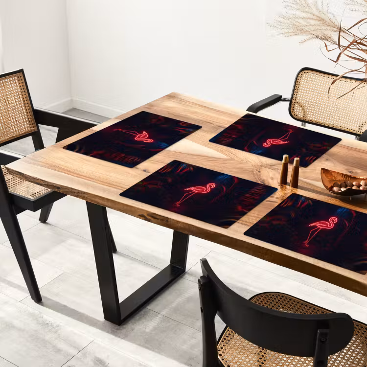 Flamingo - Roze - Neon - Licht Placemat vinyl groot -zzsfeer4_Kitchenyeah-website