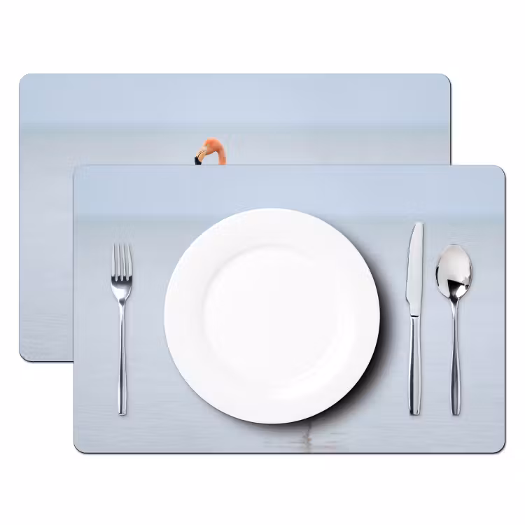 Flamingo - Zee - Roze Placemat vinyl groot -zzsfeer2_Kitchenyeah-website
