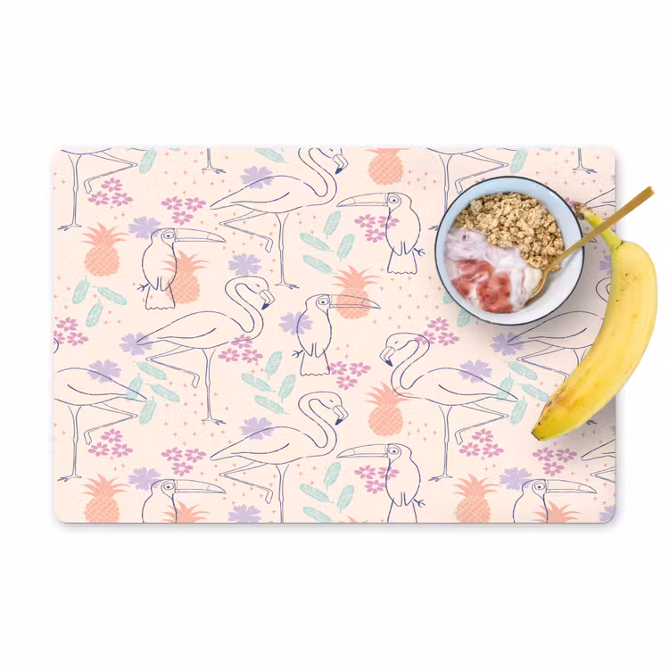 Flamingo - Toekan - Tropisch - Patroon Placemat vinyl groot 368 -zzzproduct_Kitchenyeah-website