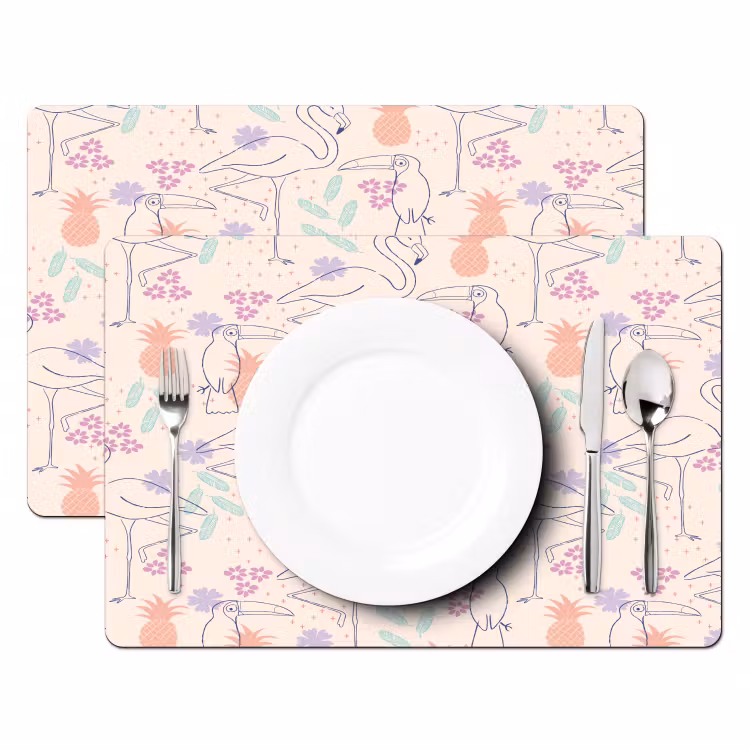 Flamingo - Toekan - Tropisch - Patroon Placemat vinyl groot 368 -zzsfeer2_Kitchenyeah-website