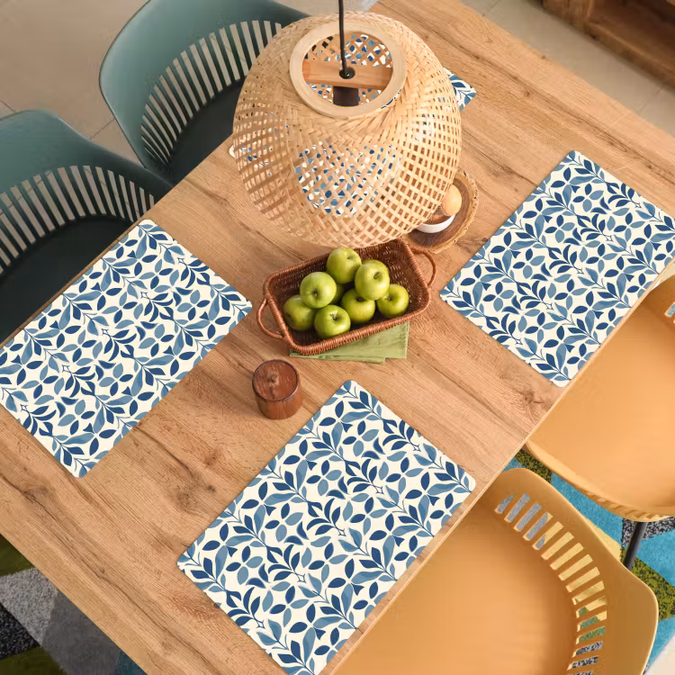 Flora - Modern - Blauw Placemat vinyl groot 368 -zzsfeer5_Kitchenyeah-website