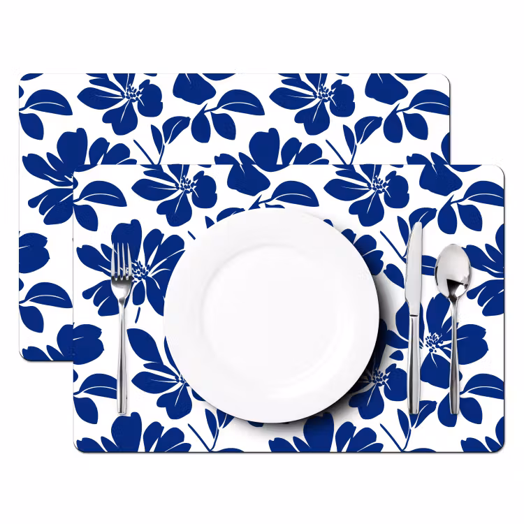 Floraal - Modern - Blauw Placemat vinyl groot 368 -zzsfeer2_Kitchenyeah-website