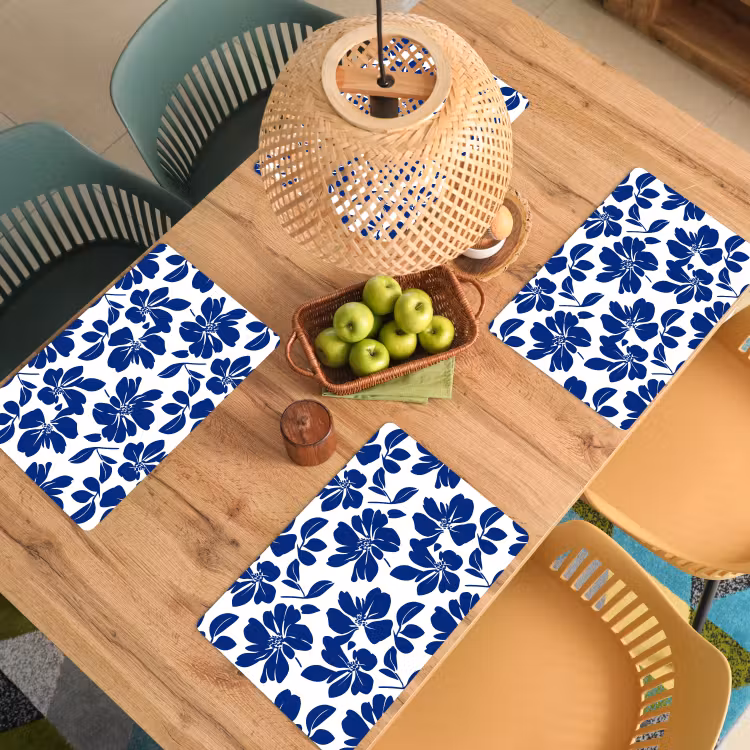 Floraal - Modern - Blauw Placemat vinyl groot 368 -zzsfeer5_Kitchenyeah-website