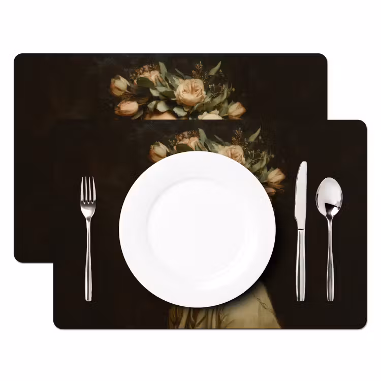 Bloemenstilte - Vrouw - Portret Placemat vinyl groot -zzsfeer2_Kitchenyeah-website