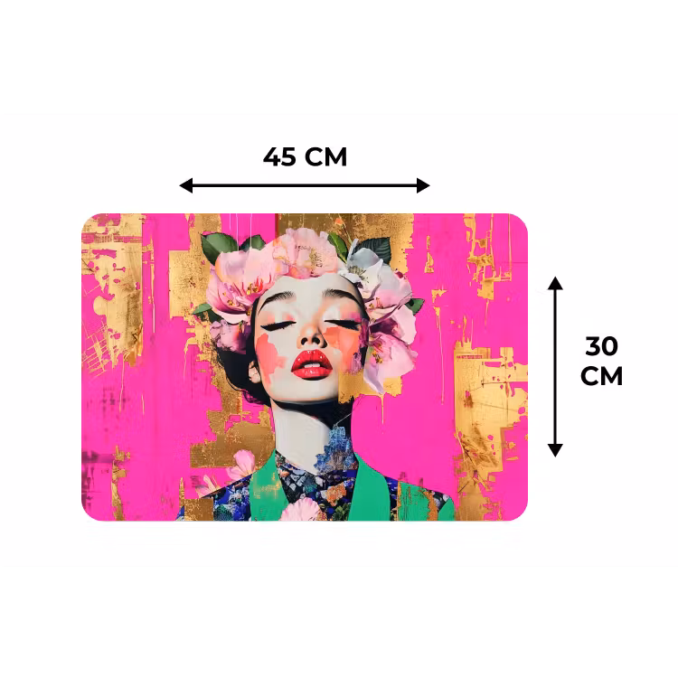 Bloemenkroon - Goud - Vrouw - Portret Placemat vinyl groot -specs