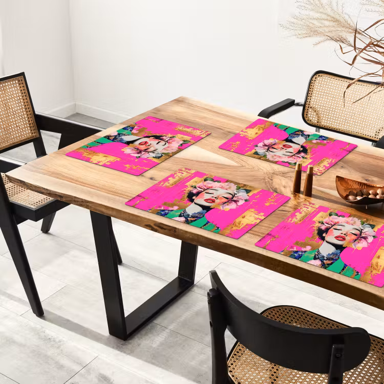 Bloemenkroon - Goud - Vrouw - Portret Placemat vinyl groot -zzsfeer4_Kitchenyeah-website