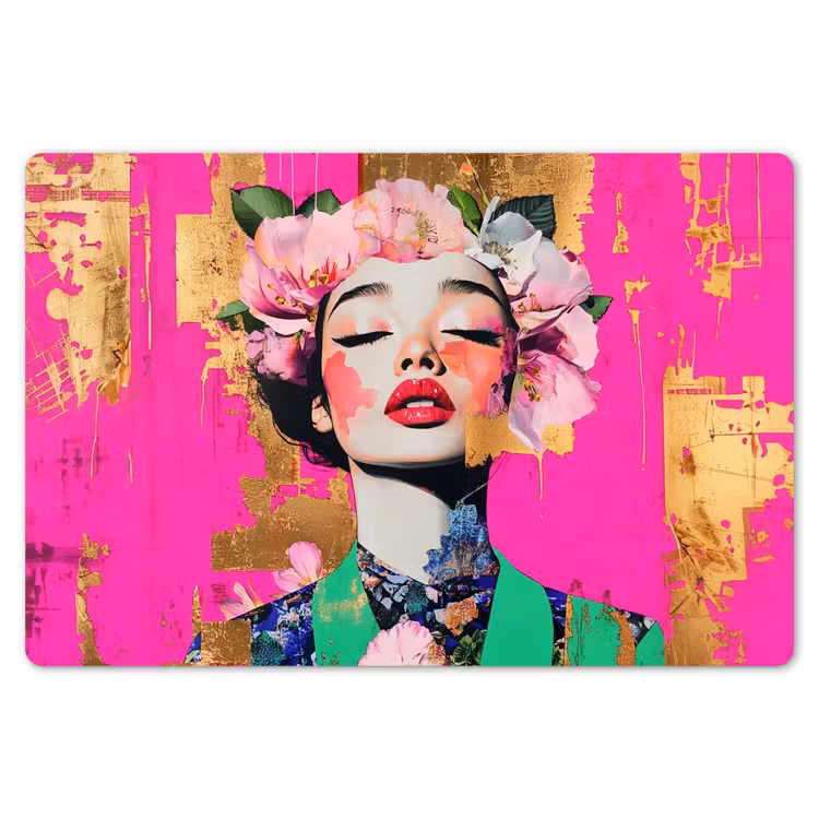 Bloemenkroon - Goud - Vrouw - Portret Placemat vinyl groot -zzsfeer1_Kitchenyeah-website