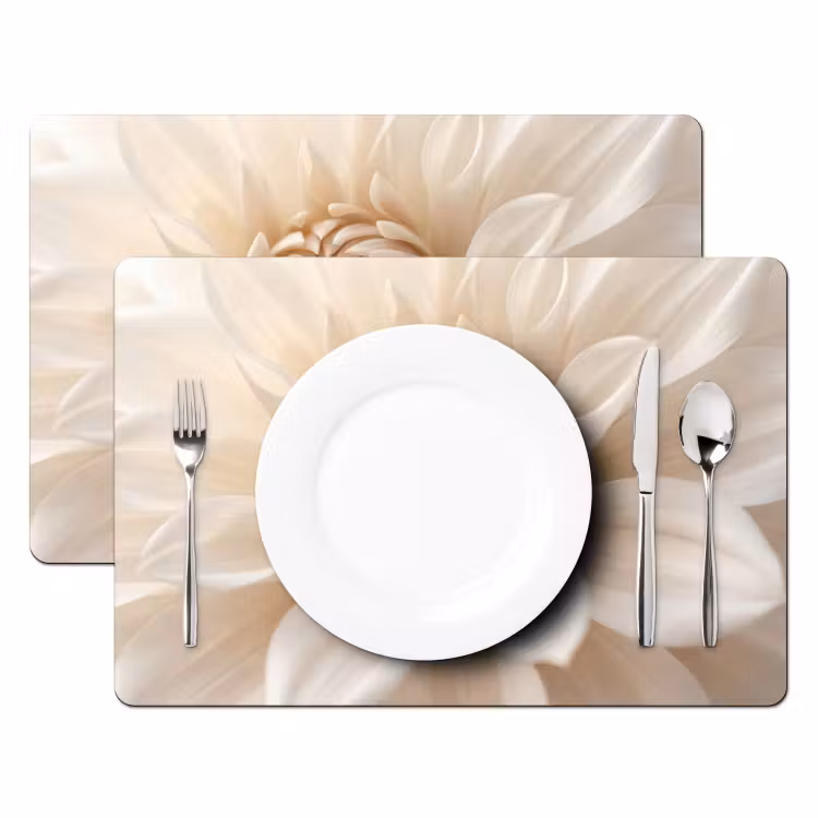 Bloem - Dahlia - Wit Placemat vinyl groot -zzsfeer2_Kitchenyeah-website
