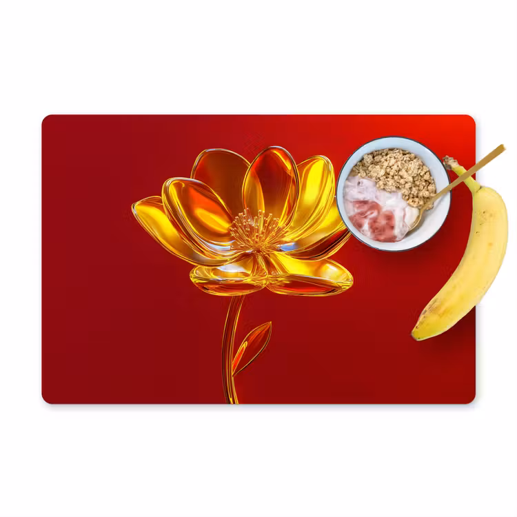 Bloem - Goud - Glazen Placemat vinyl groot -zzzproduct_Kitchenyeah-website