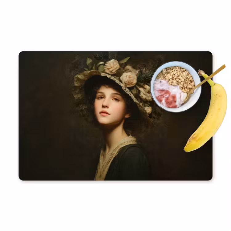 Bloemenhoed - Portret - Vrouw Placemat vinyl groot -zzzproduct_Kitchenyeah-website