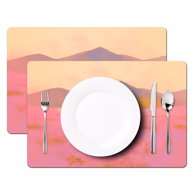 Bloemenweide - Heuvels - Silhouet - Roze Placemat vinyl groot -zzsfeer2_Kitchenyeah-website