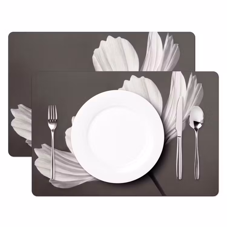 Bloem - Minimalistisch - Zwart - Wit Placemat vinyl groot -zzsfeer2_Kitchenyeah-website