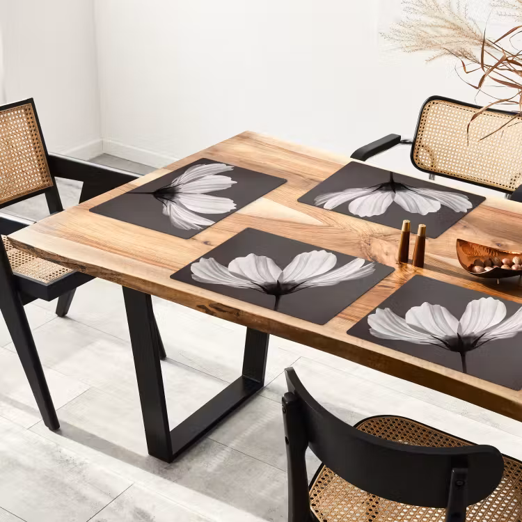 Bloem - Minimalistisch - Zwart - Wit Placemat vinyl groot -zzsfeer4_Kitchenyeah-website