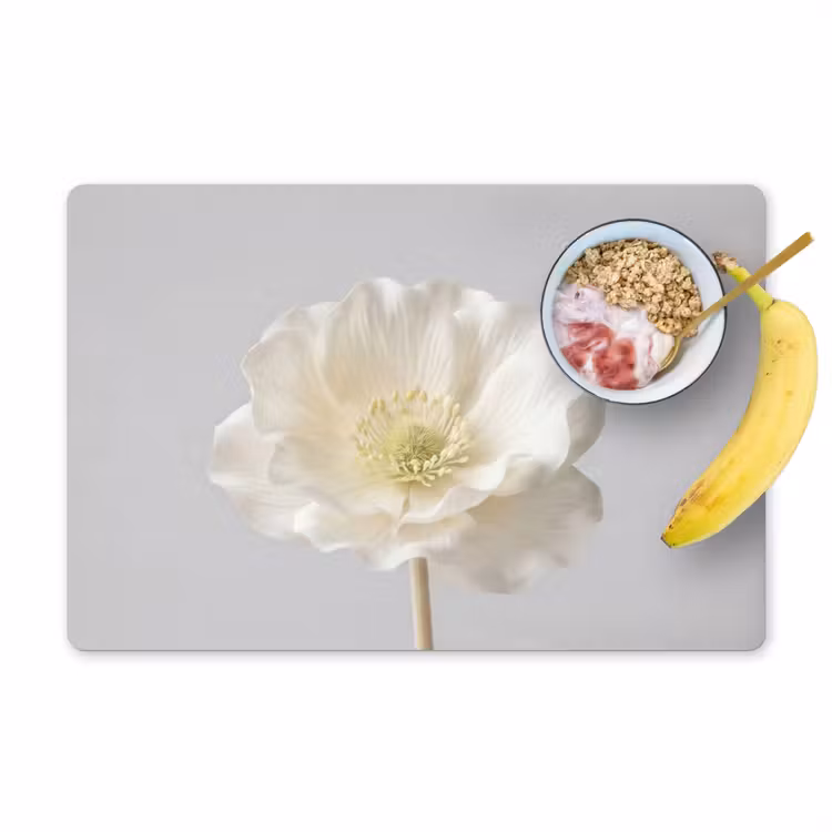 Bloem - Minimalistisch -Wit Placemat vinyl groot -zzzproduct_Kitchenyeah-website