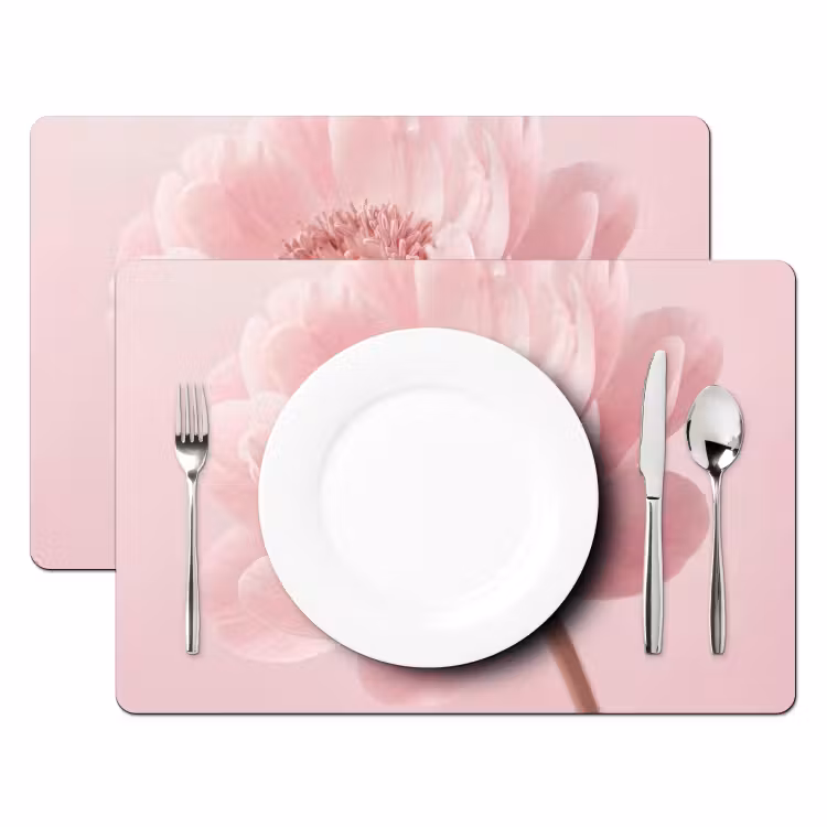 Bloem - Pioenroos - Roze Placemat vinyl groot -zzsfeer2_Kitchenyeah-website