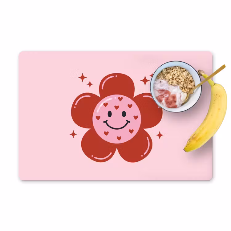 Bloem - Roze - Hartjes Placemat vinyl groot -zzzproduct_Kitchenyeah-website
