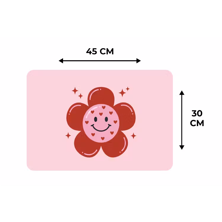 Bloem - Roze - Hartjes Placemat vinyl groot -specs