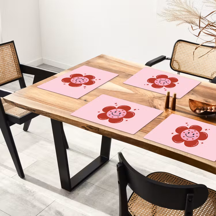 Bloem - Roze - Hartjes Placemat vinyl groot -zzsfeer4_Kitchenyeah-website