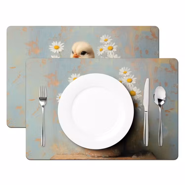 Bloempot - Kuiken - Bloemetjes Placemat vinyl groot -zzsfeer2_Kitchenyeah-website