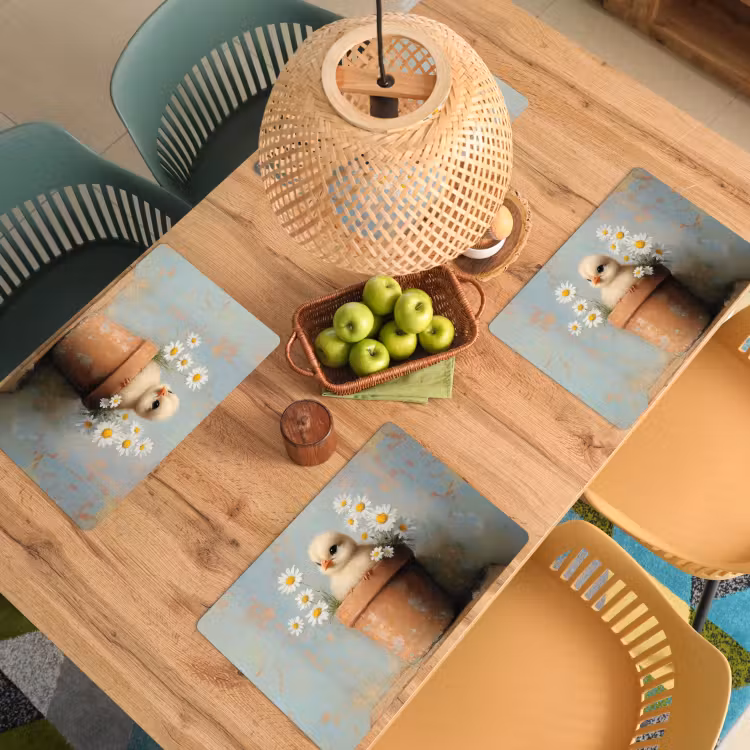 Bloempot - Kuiken - Bloemetjes Placemat vinyl groot -zzsfeer5_Kitchenyeah-website