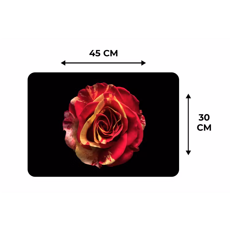 Bloem - Roos - Rood - Zwart Placemat vinyl groot -specs
