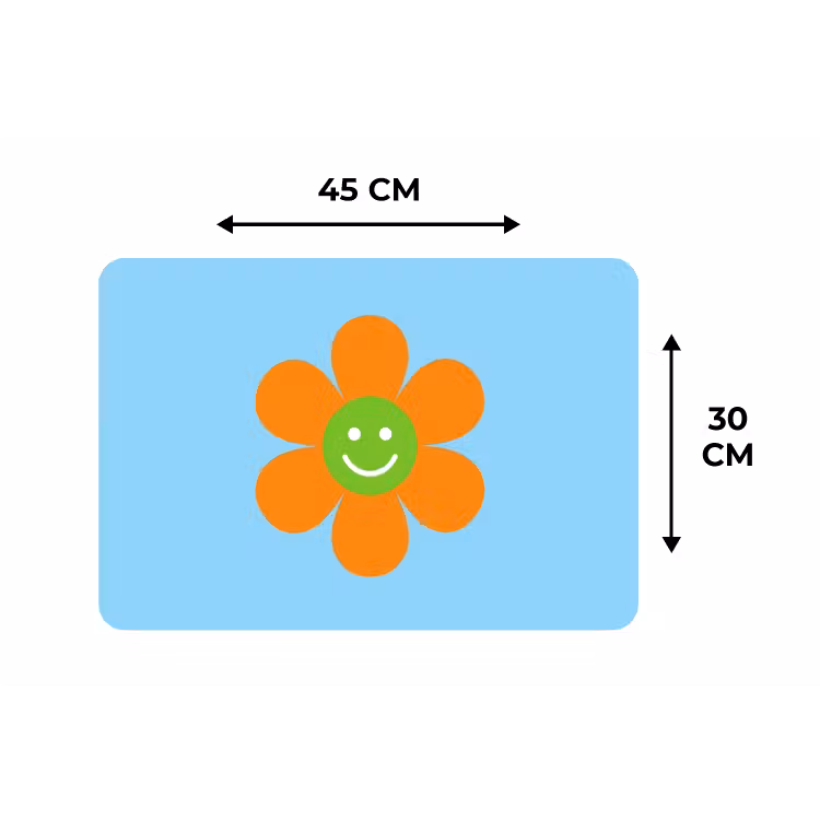 Bloem - Smiley - Kleurrijk Placemat vinyl groot -specs