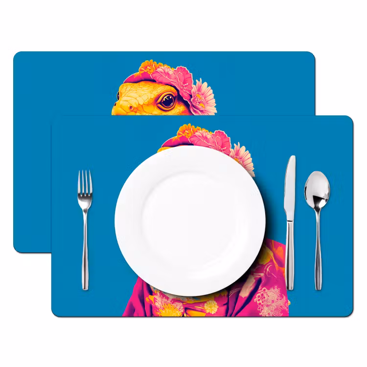 Bloemenkrans - Hagedis - Kimono - Paars Placemat vinyl groot -zzsfeer2_Kitchenyeah-website