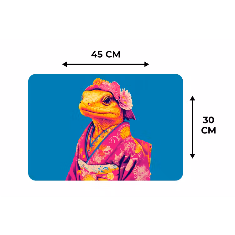 Bloemenkrans - Hagedis - Kimono - Paars Placemat vinyl groot -specs