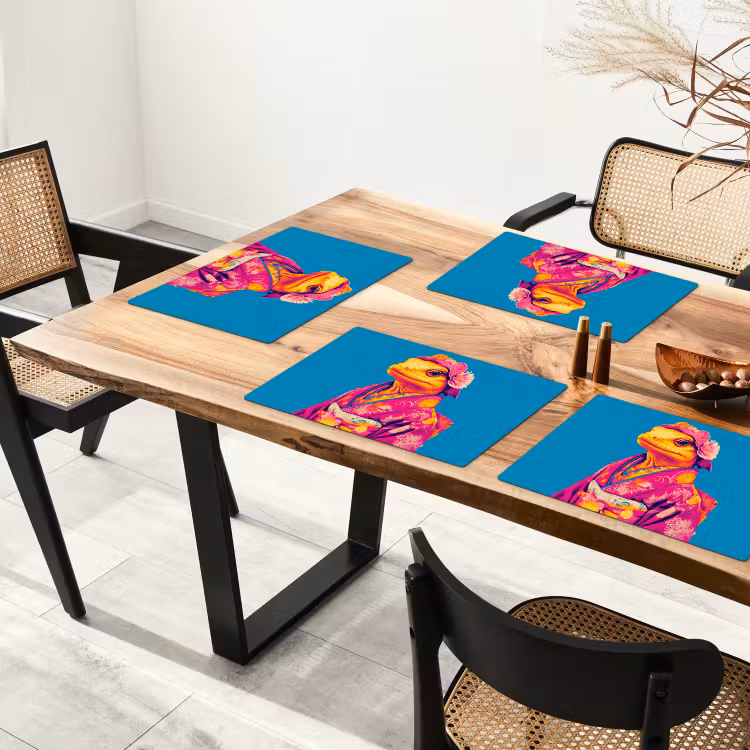 Bloemenkrans - Hagedis - Kimono - Paars Placemat vinyl groot -zzsfeer4_Kitchenyeah-website